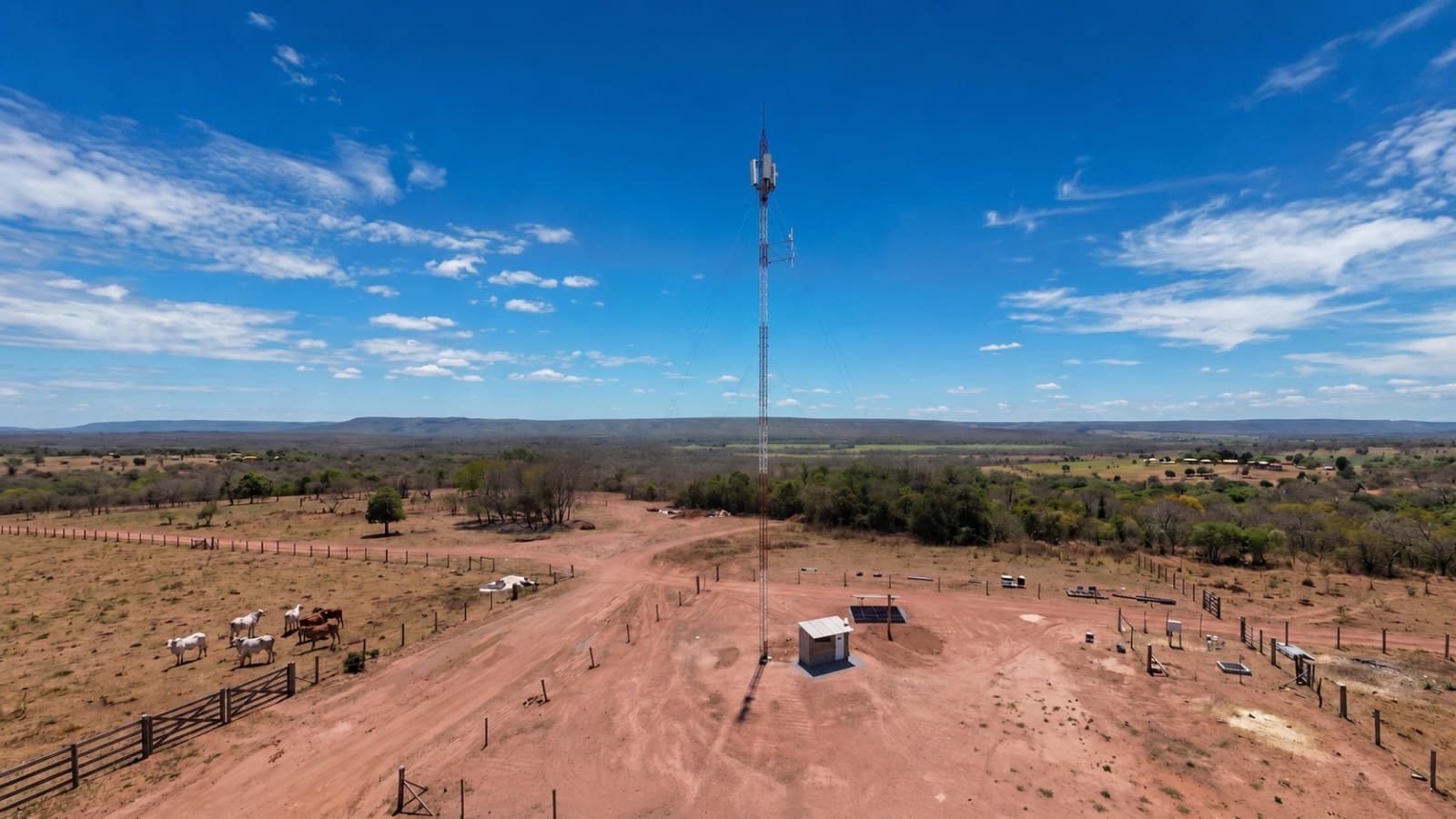 Torre de telecomunicações em área rural, imagem ilustrativa